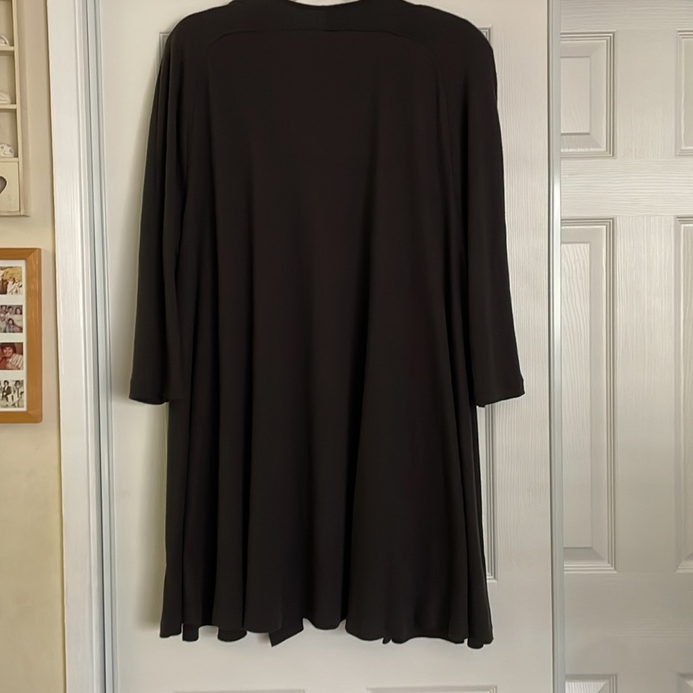 Korea Long Open Black Cardigan - Picture 2 of 4